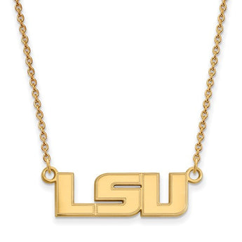 Sterling Silver w/GP LogoArt Louisiana State U Small Pendant w/Necklace