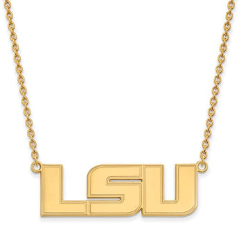 Sterling Silver w/GP LogoArt Louisiana State U Large Pendant w/Necklace