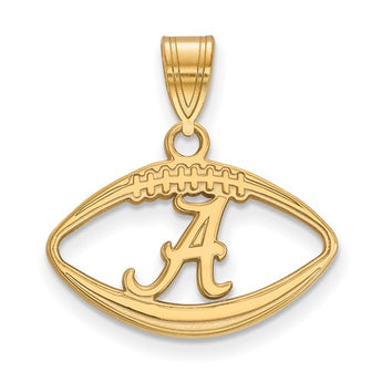 Sterling Silver w/GP LogoArt University of Alabama Pendant in Football