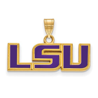 Sterling Silver w/GP LogoArt Louisiana State University Small Enamel Pendan