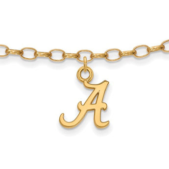 Sterling Silver w/GP LogoArt University of Alabama Anklet