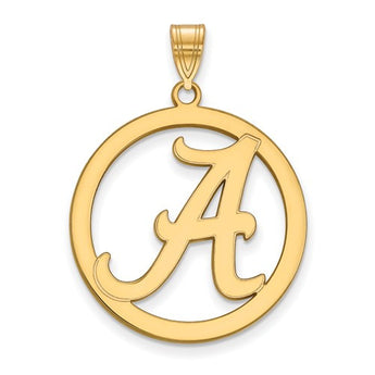 Sterling Silver w/GP LogoArt University of Alabama L Pendant in Circle