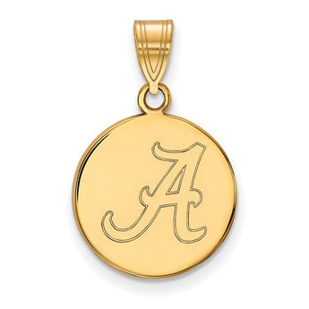 Sterling Silver w/GP LogoArt University of Alabama Medium Disc Pendant