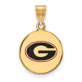 Sterling Silver w/GP LogoArt U of Georgia Medium Enamel Disc Pendant