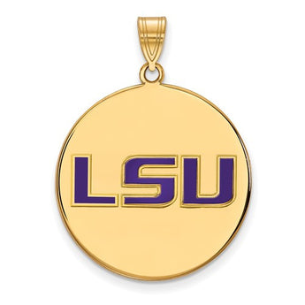 Sterling Silver w/GP LogoArt Louisiana State U Large Enamel Disc Pendant