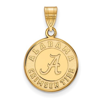 Sterling Silver w/GP LogoArt University of Alabama Medium Disc Pendant